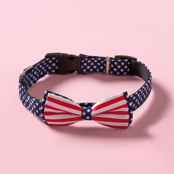 Pentagram Striped Bow Tie Collar for Pets